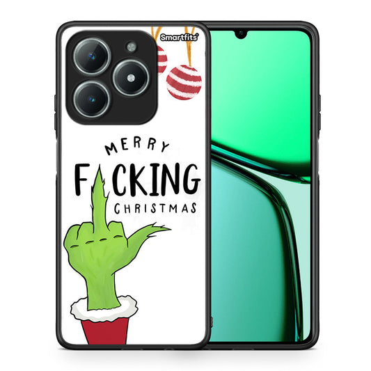 Θήκη Realme C63 4G Merry F Xmas από τη Smartfits με σχέδιο στο πίσω μέρος και μαύρο περίβλημα | Realme C63 4G Merry F Xmas case with colorful back and black bezels