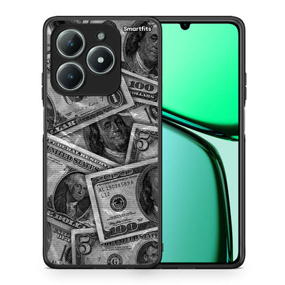 Θήκη Realme C63 4G Money Dollars από τη Smartfits με σχέδιο στο πίσω μέρος και μαύρο περίβλημα | Realme C63 4G Money Dollars case with colorful back and black bezels