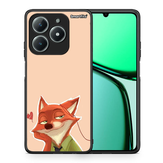 Θήκη Realme C61 Nick Wilde And Judy Hopps Love 1 από τη Smartfits με σχέδιο στο πίσω μέρος και μαύρο περίβλημα | Realme C61 Nick Wilde And Judy Hopps Love 1 case with colorful back and black bezels