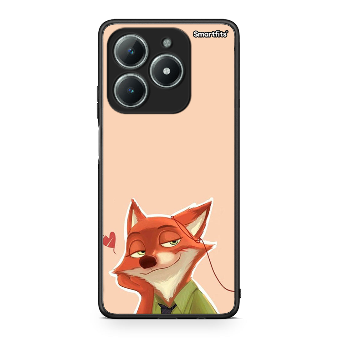 Realme C63 4G Nick Wilde And Judy Hopps Love 1 θήκη από τη Smartfits με σχέδιο στο πίσω μέρος και μαύρο περίβλημα | Smartphone case with colorful back and black bezels by Smartfits