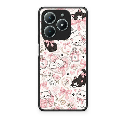 Θήκη Realme C61 Pink Bows and Kittens Collage από τη Smartfits με σχέδιο στο πίσω μέρος και μαύρο περίβλημα | Realme C61 Pink Bows and Kittens Collage case with colorful back and black bezels
