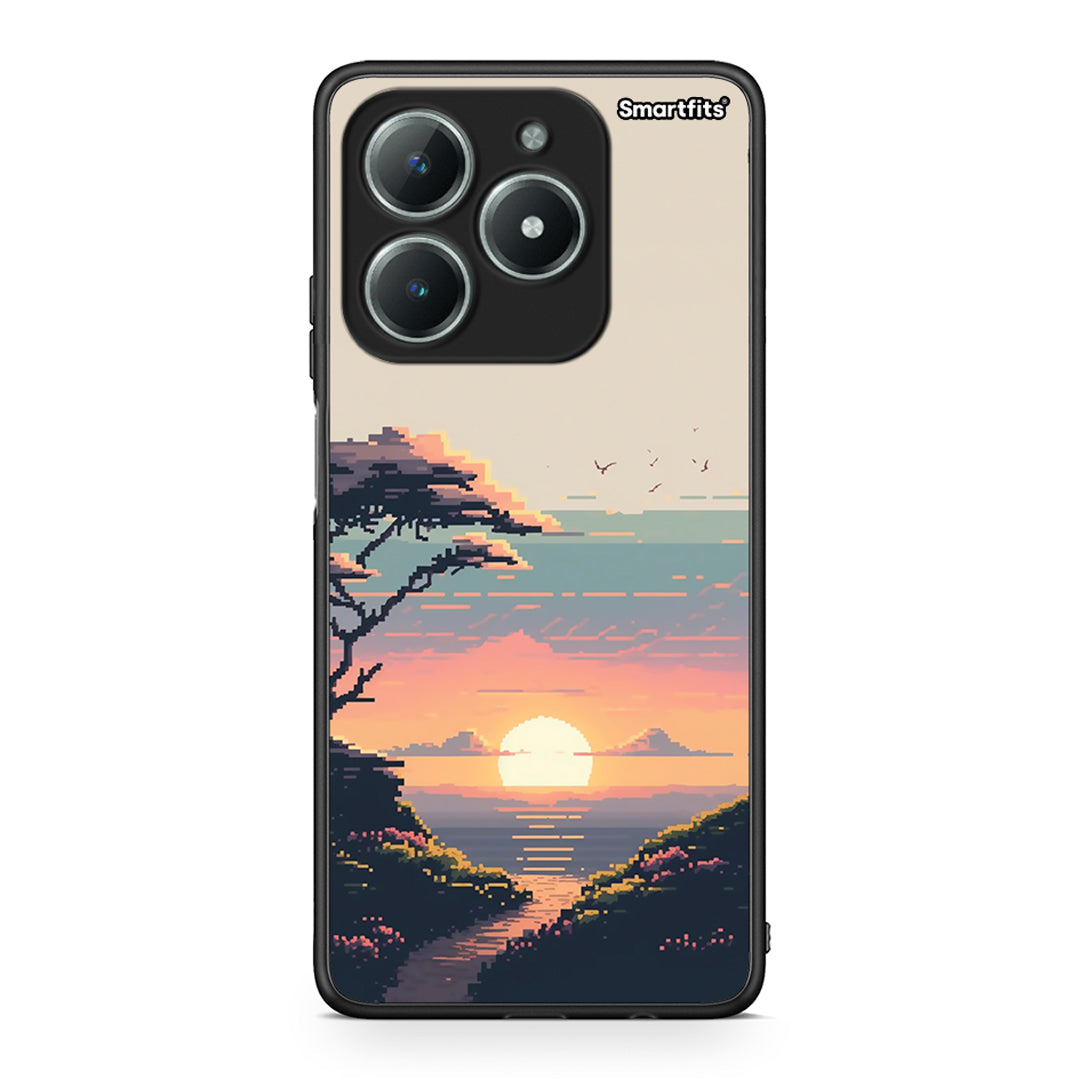 Realme C61 Pixel Sunset Θήκη από τη Smartfits με σχέδιο στο πίσω μέρος και μαύρο περίβλημα | Smartphone case with colorful back and black bezels by Smartfits