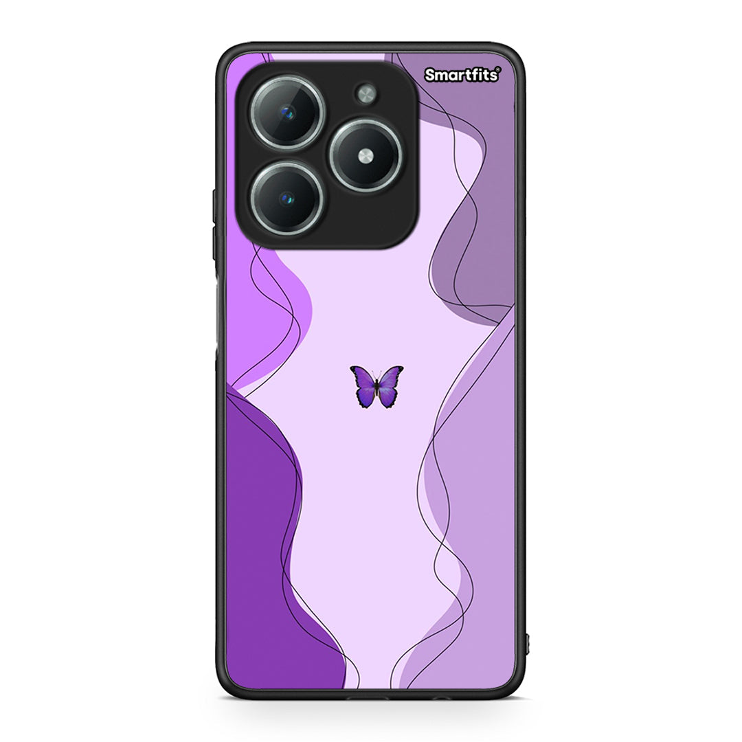 Realme C61 Purple Mariposa Θήκη Αγίου Βαλεντίνου από τη Smartfits με σχέδιο στο πίσω μέρος και μαύρο περίβλημα | Smartphone case with colorful back and black bezels by Smartfits