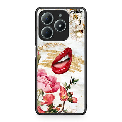 Realme C63 4G Red Lips θήκη από τη Smartfits με σχέδιο στο πίσω μέρος και μαύρο περίβλημα | Smartphone case with colorful back and black bezels by Smartfits