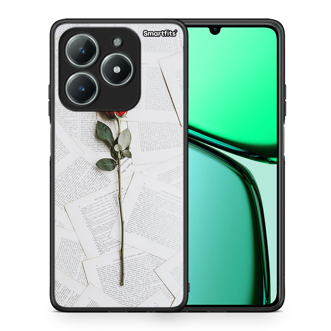 Θήκη Realme C61 Red Rose από τη Smartfits με σχέδιο στο πίσω μέρος και μαύρο περίβλημα | Realme C61 Red Rose case with colorful back and black bezels