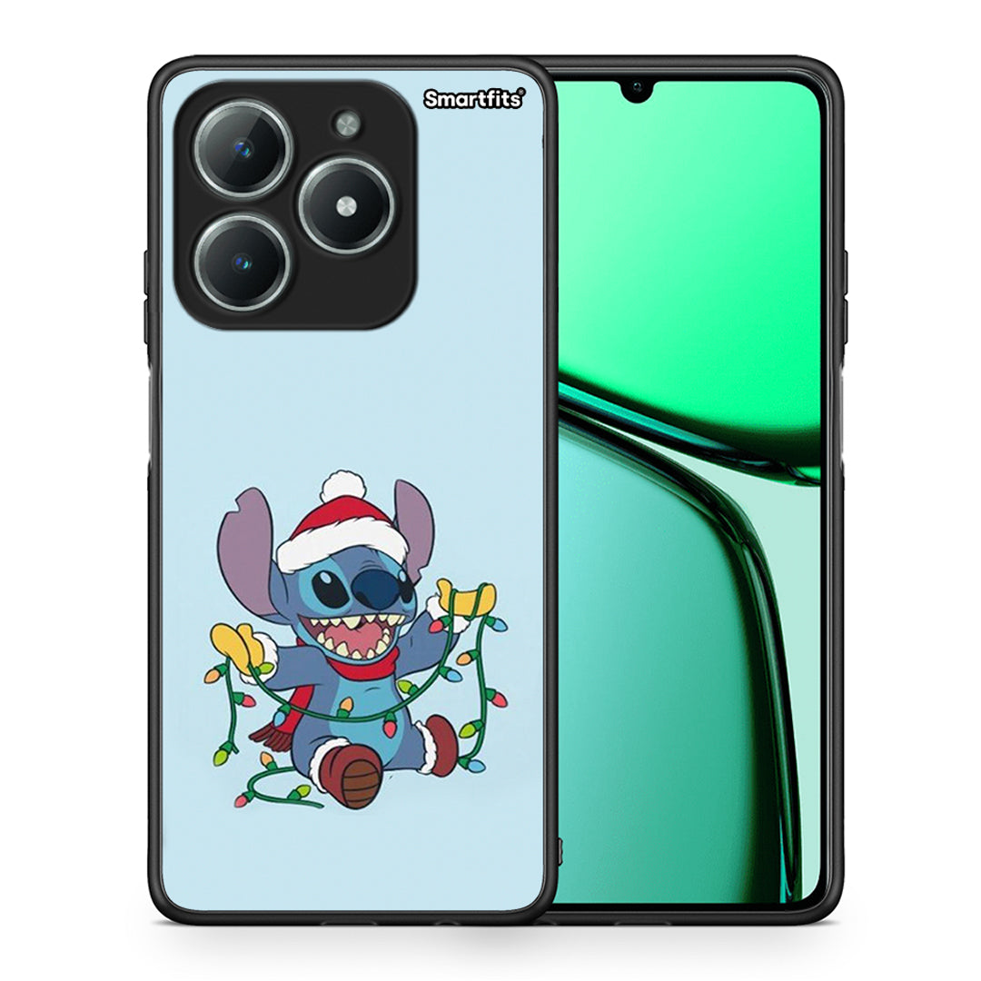 Θήκη Realme C61 Santa Stich από τη Smartfits με σχέδιο στο πίσω μέρος και μαύρο περίβλημα | Realme C61 Santa Stich case with colorful back and black bezels