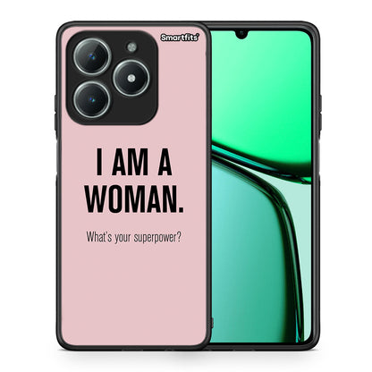 Θήκη Realme C63 4G Superpower Woman από τη Smartfits με σχέδιο στο πίσω μέρος και μαύρο περίβλημα | Realme C63 4G Superpower Woman case with colorful back and black bezels