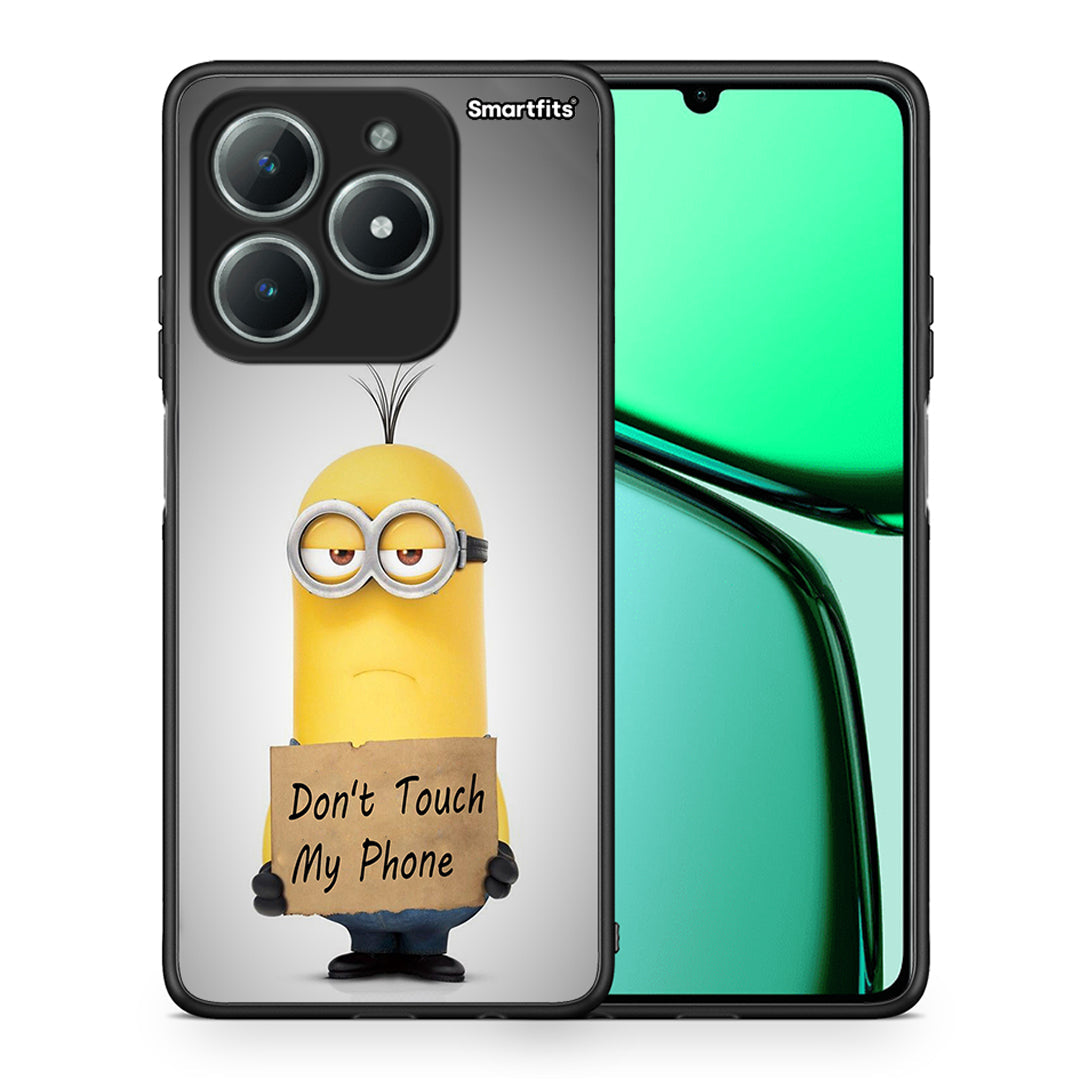 Θήκη Realme C61 Minion Text από τη Smartfits με σχέδιο στο πίσω μέρος και μαύρο περίβλημα | Realme C61 Minion Text case with colorful back and black bezels