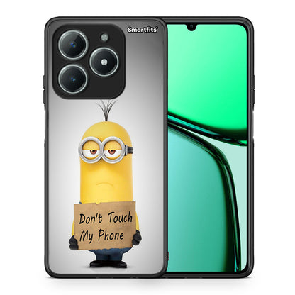 Θήκη Realme C61 Minion Text από τη Smartfits με σχέδιο στο πίσω μέρος και μαύρο περίβλημα | Realme C61 Minion Text case with colorful back and black bezels