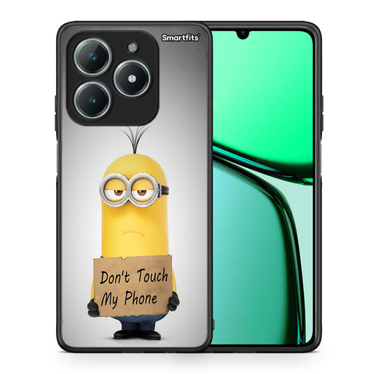 Θήκη Realme C61 Minion Text από τη Smartfits με σχέδιο στο πίσω μέρος και μαύρο περίβλημα | Realme C61 Minion Text case with colorful back and black bezels