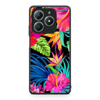 Thumbnail for Realme C61 Tropical Flowers θήκη από τη Smartfits με σχέδιο στο πίσω μέρος και μαύρο περίβλημα | Smartphone case with colorful back and black bezels by Smartfits