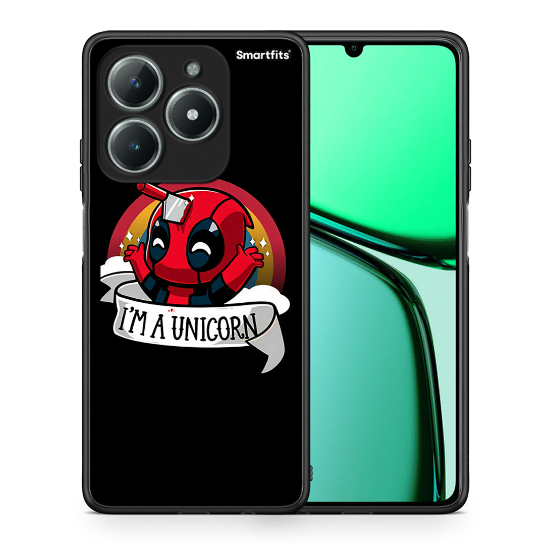 Θήκη Realme C61 Unicorn Deadpool από τη Smartfits με σχέδιο στο πίσω μέρος και μαύρο περίβλημα | Realme C61 Unicorn Deadpool case with colorful back and black bezels