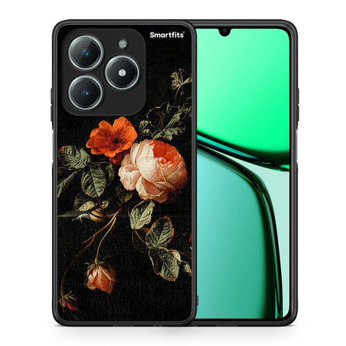 Θήκη Realme C61 Vintage Roses από τη Smartfits με σχέδιο στο πίσω μέρος και μαύρο περίβλημα | Realme C61 Vintage Roses case with colorful back and black bezels