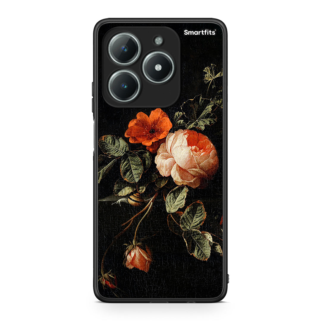 Realme C61 Vintage Roses θήκη από τη Smartfits με σχέδιο στο πίσω μέρος και μαύρο περίβλημα | Smartphone case with colorful back and black bezels by Smartfits