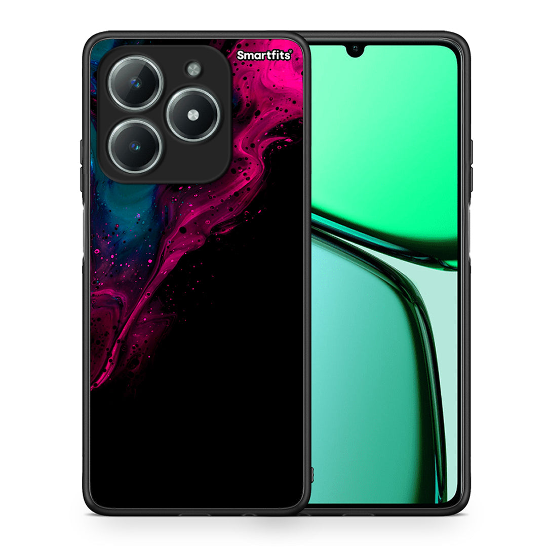 Θήκη Realme C61 Pink Black Watercolor από τη Smartfits με σχέδιο στο πίσω μέρος και μαύρο περίβλημα | Realme C61 Pink Black Watercolor case with colorful back and black bezels