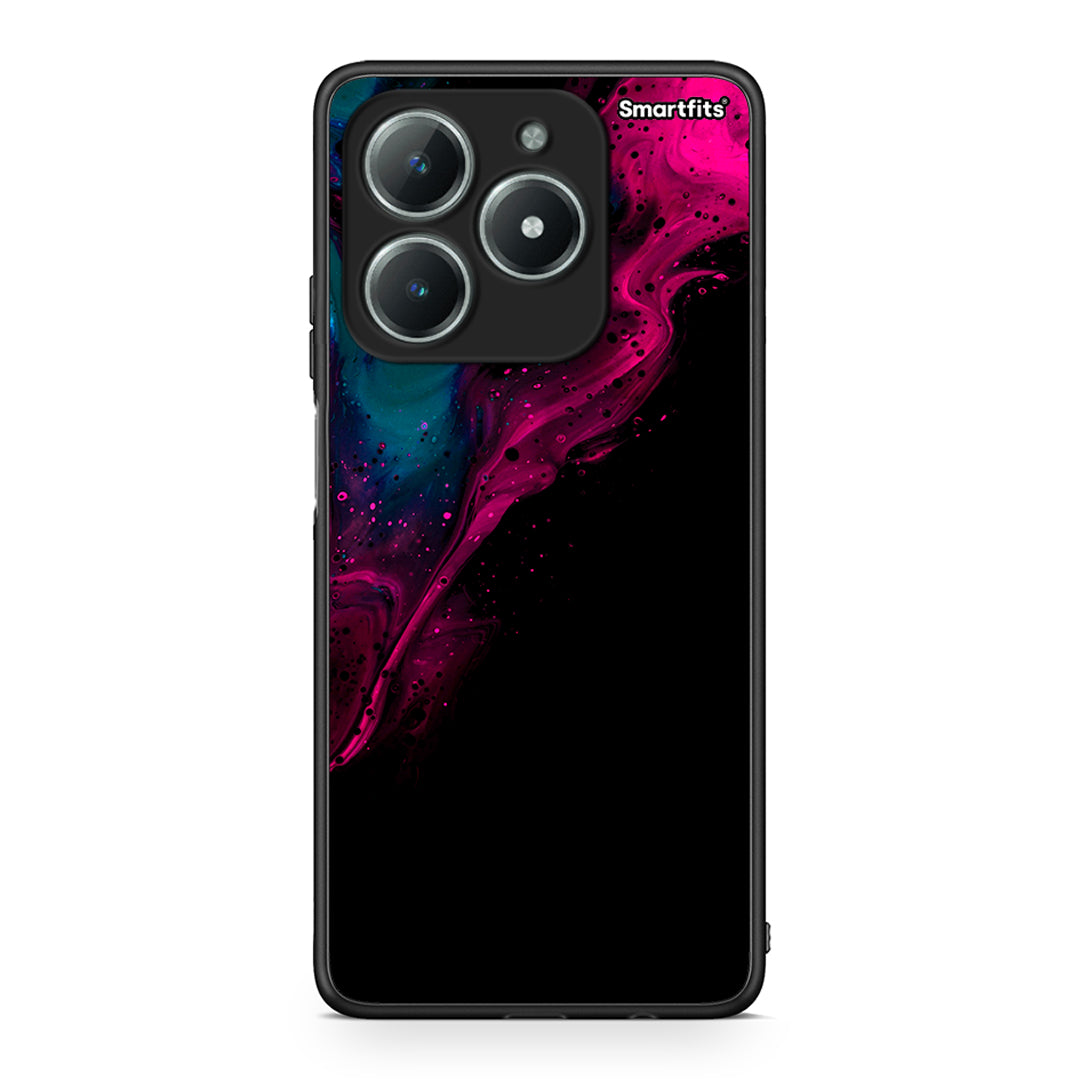 4 - Realme C61 Pink Black Watercolor case, cover, bumper