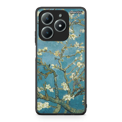 Realme C61 White Blossoms θήκη από τη Smartfits με σχέδιο στο πίσω μέρος και μαύρο περίβλημα | Smartphone case with colorful back and black bezels by Smartfits