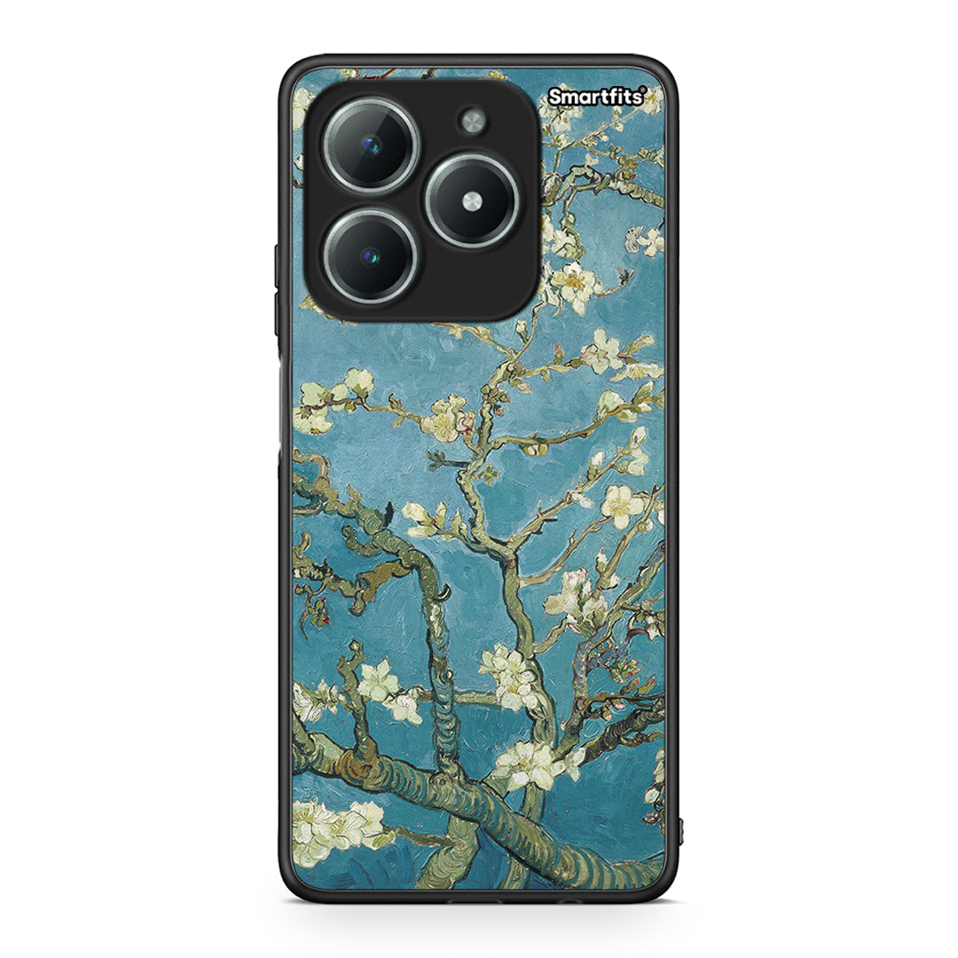 Realme C61 White Blossoms θήκη από τη Smartfits με σχέδιο στο πίσω μέρος και μαύρο περίβλημα | Smartphone case with colorful back and black bezels by Smartfits