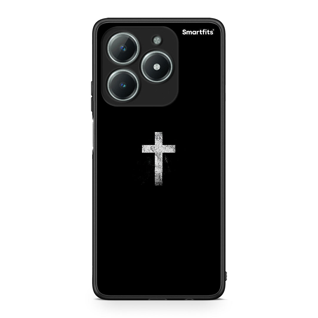 Realme C61 White Cross θήκη από τη Smartfits με σχέδιο στο πίσω μέρος και μαύρο περίβλημα | Smartphone case with colorful back and black bezels by Smartfits