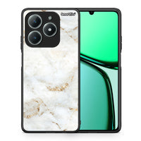 Thumbnail for Θήκη Realme C61 White Gold Marble από τη Smartfits με σχέδιο στο πίσω μέρος και μαύρο περίβλημα | Realme C61 White Gold Marble case with colorful back and black bezels