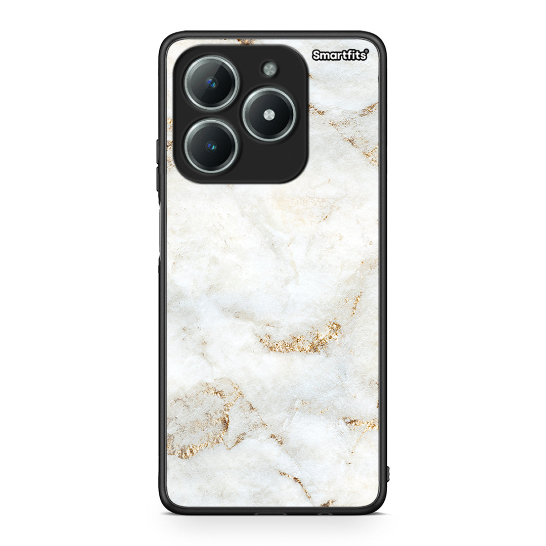 Realme C63 4G White Gold Marble θήκη από τη Smartfits με σχέδιο στο πίσω μέρος και μαύρο περίβλημα | Smartphone case with colorful back and black bezels by Smartfits