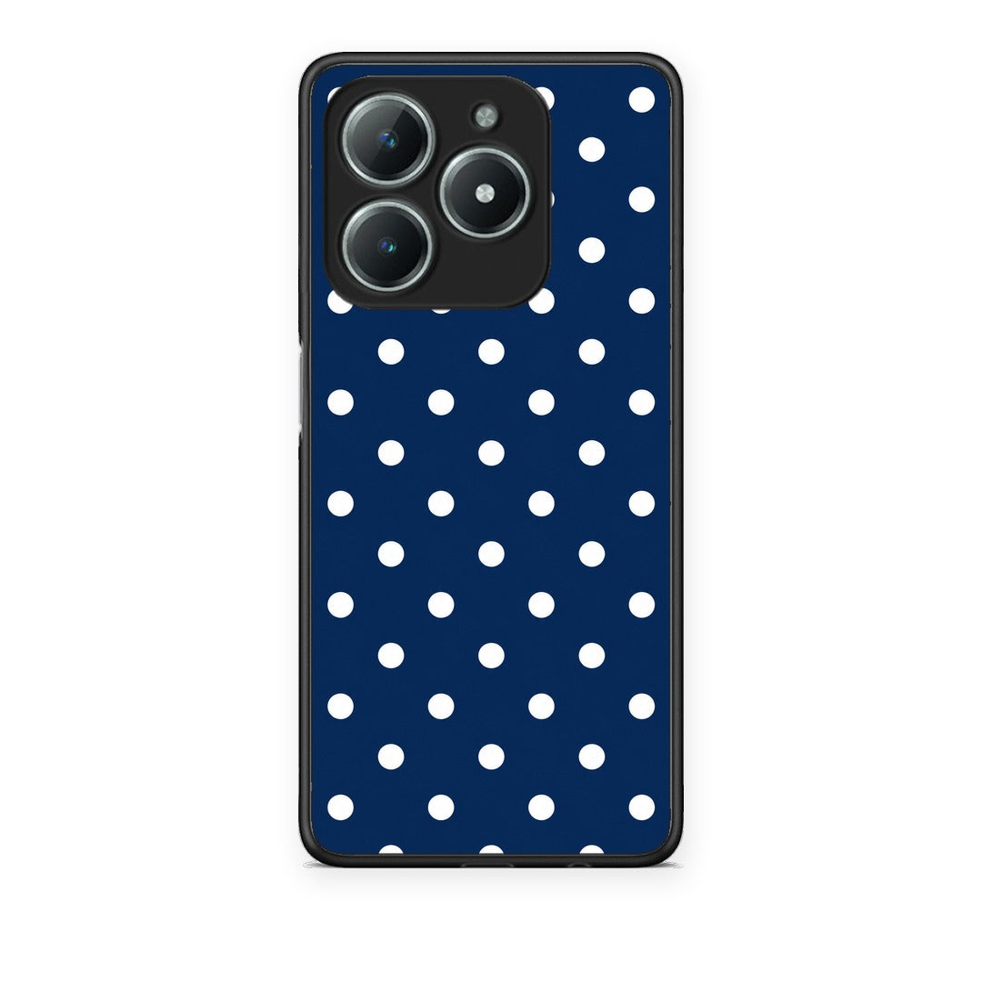 Θήκη Realme C63 4G White Small Polka Dots on Navy από τη Smartfits με σχέδιο στο πίσω μέρος και μαύρο περίβλημα | Realme C63 4G White Small Polka Dots on Navy case with colorful back and black bezels