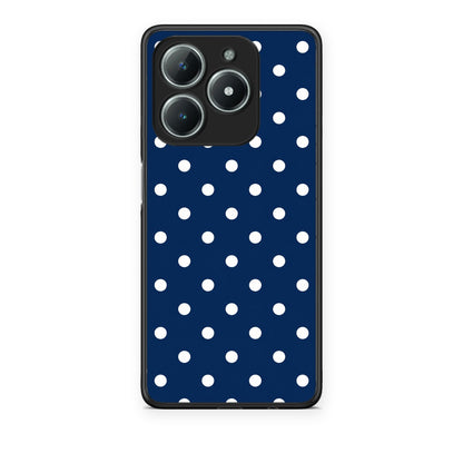 Θήκη Realme C63 4G White Small Polka Dots on Navy από τη Smartfits με σχέδιο στο πίσω μέρος και μαύρο περίβλημα | Realme C63 4G White Small Polka Dots on Navy case with colorful back and black bezels