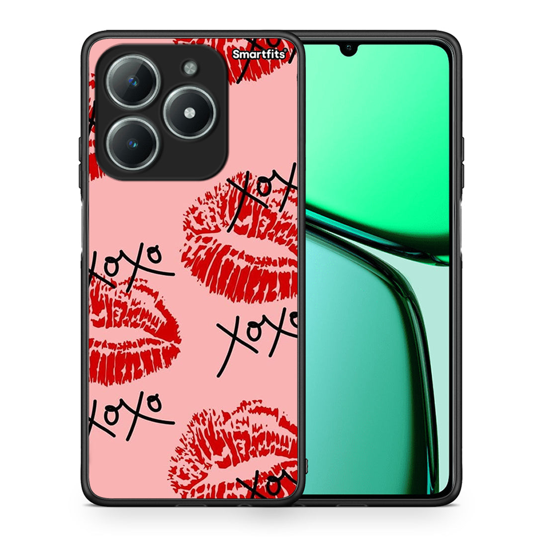 Θήκη Realme C61 XOXO Lips από τη Smartfits με σχέδιο στο πίσω μέρος και μαύρο περίβλημα | Realme C61 XOXO Lips case with colorful back and black bezels