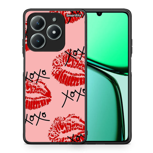 Θήκη Realme C63 4G XOXO Lips από τη Smartfits με σχέδιο στο πίσω μέρος και μαύρο περίβλημα | Realme C63 4G XOXO Lips case with colorful back and black bezels