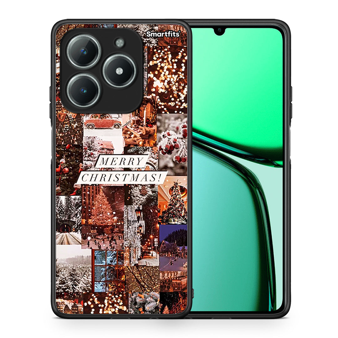 Θήκη Realme C61 Xmas Collage από τη Smartfits με σχέδιο στο πίσω μέρος και μαύρο περίβλημα | Realme C61 Xmas Collage case with colorful back and black bezels