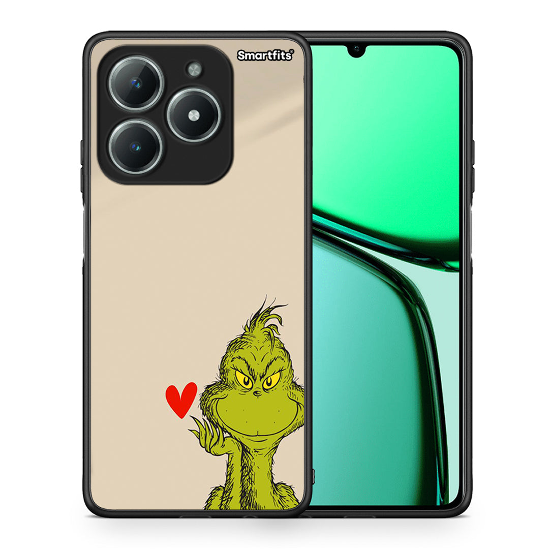 Θήκη Realme C61 Xmas Grinch από τη Smartfits με σχέδιο στο πίσω μέρος και μαύρο περίβλημα | Realme C61 Xmas Grinch case with colorful back and black bezels