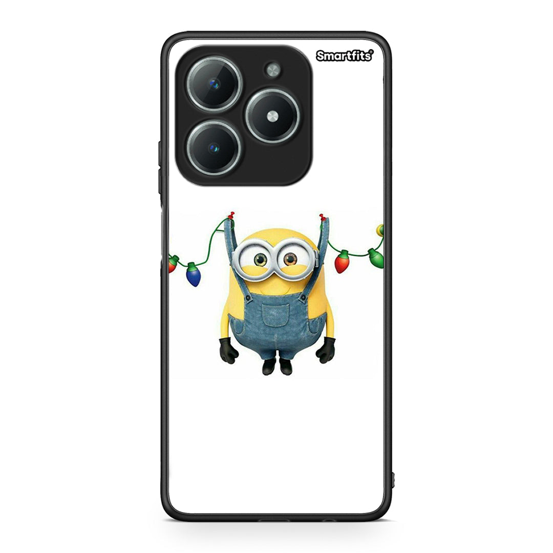 Realme C61 Xmas Minion Lights θήκη από τη Smartfits με σχέδιο στο πίσω μέρος και μαύρο περίβλημα | Smartphone case with colorful back and black bezels by Smartfits