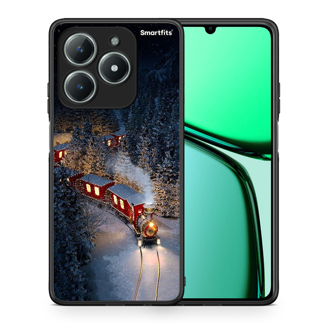 Θήκη Realme C61 Xmas Train από τη Smartfits με σχέδιο στο πίσω μέρος και μαύρο περίβλημα | Realme C61 Xmas Train case with colorful back and black bezels