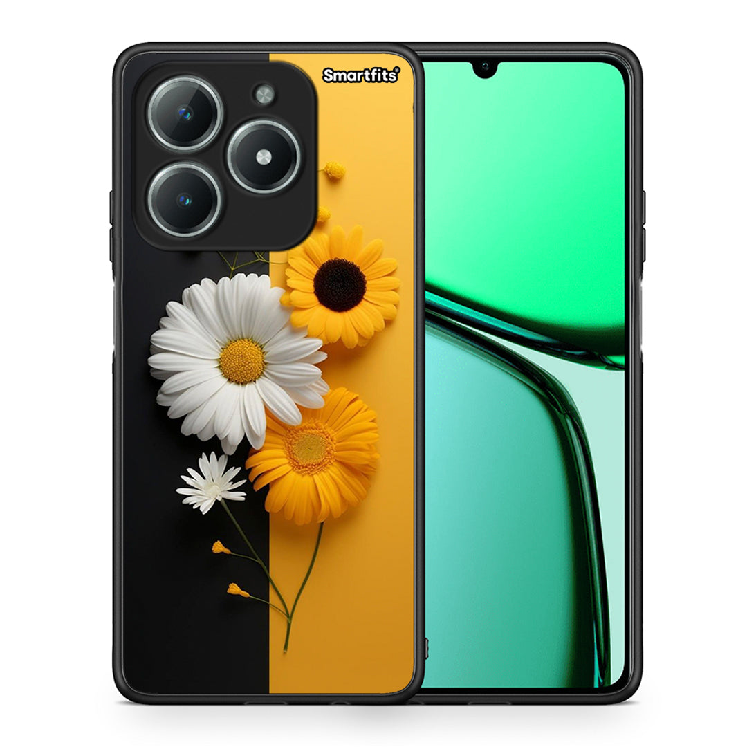 Θήκη Realme C61 Yellow Daisies από τη Smartfits με σχέδιο στο πίσω μέρος και μαύρο περίβλημα | Realme C61 Yellow Daisies case with colorful back and black bezels