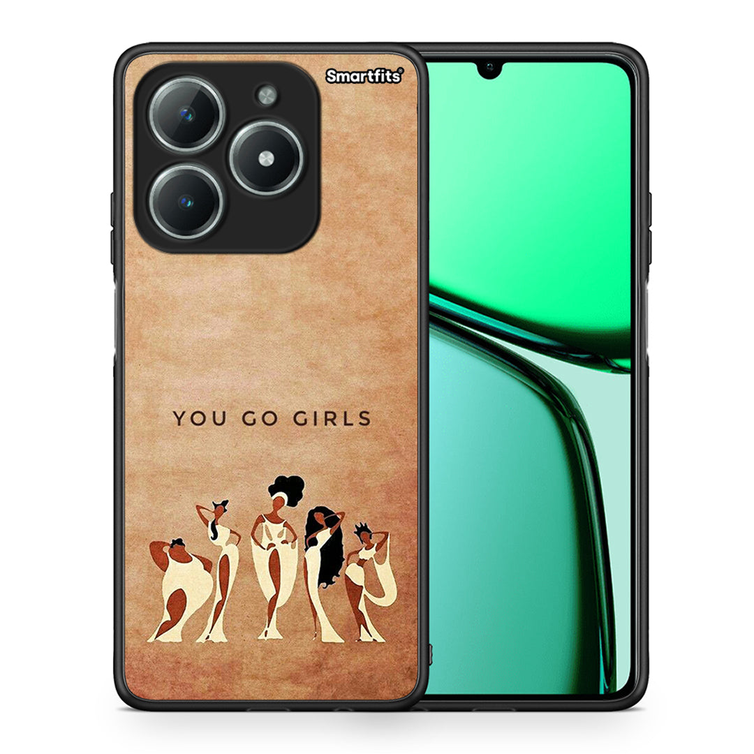 Θήκη Realme C63 4G You Go Girl από τη Smartfits με σχέδιο στο πίσω μέρος και μαύρο περίβλημα | Realme C63 4G You Go Girl case with colorful back and black bezels