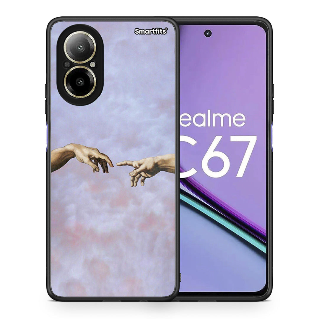 Θήκη Realme C67 4G Adam Hand από τη Smartfits με σχέδιο στο πίσω μέρος και μαύρο περίβλημα | Realme C67 4G Adam Hand case with colorful back and black bezels