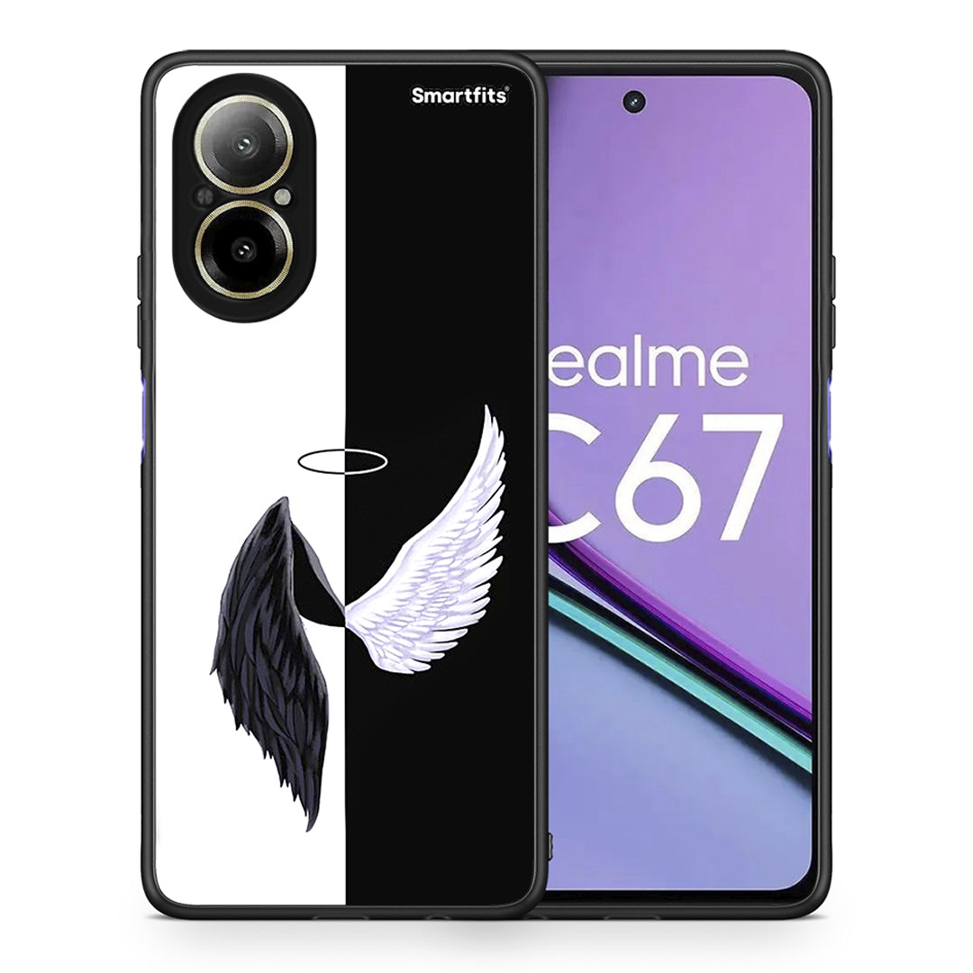 Θήκη Realme C67 4G Angels Demons από τη Smartfits με σχέδιο στο πίσω μέρος και μαύρο περίβλημα | Realme C67 4G Angels Demons case with colorful back and black bezels