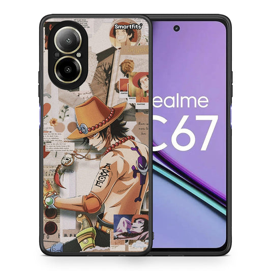 Θήκη Realme C67 4G Anime Collage από τη Smartfits με σχέδιο στο πίσω μέρος και μαύρο περίβλημα | Realme C67 4G Anime Collage case with colorful back and black bezels
