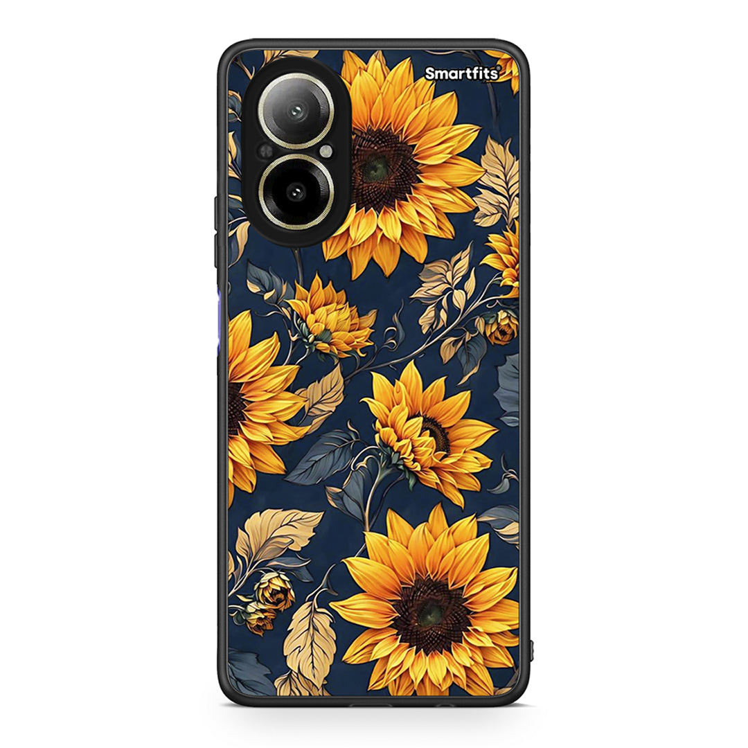 Realme C67 4G Autumn Sunflowers Θήκη από τη Smartfits με σχέδιο στο πίσω μέρος και μαύρο περίβλημα | Smartphone case with colorful back and black bezels by Smartfits