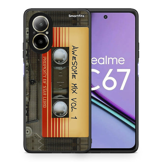 Θήκη Realme C67 4G Awesome Mix από τη Smartfits με σχέδιο στο πίσω μέρος και μαύρο περίβλημα | Realme C67 4G Awesome Mix case with colorful back and black bezels
