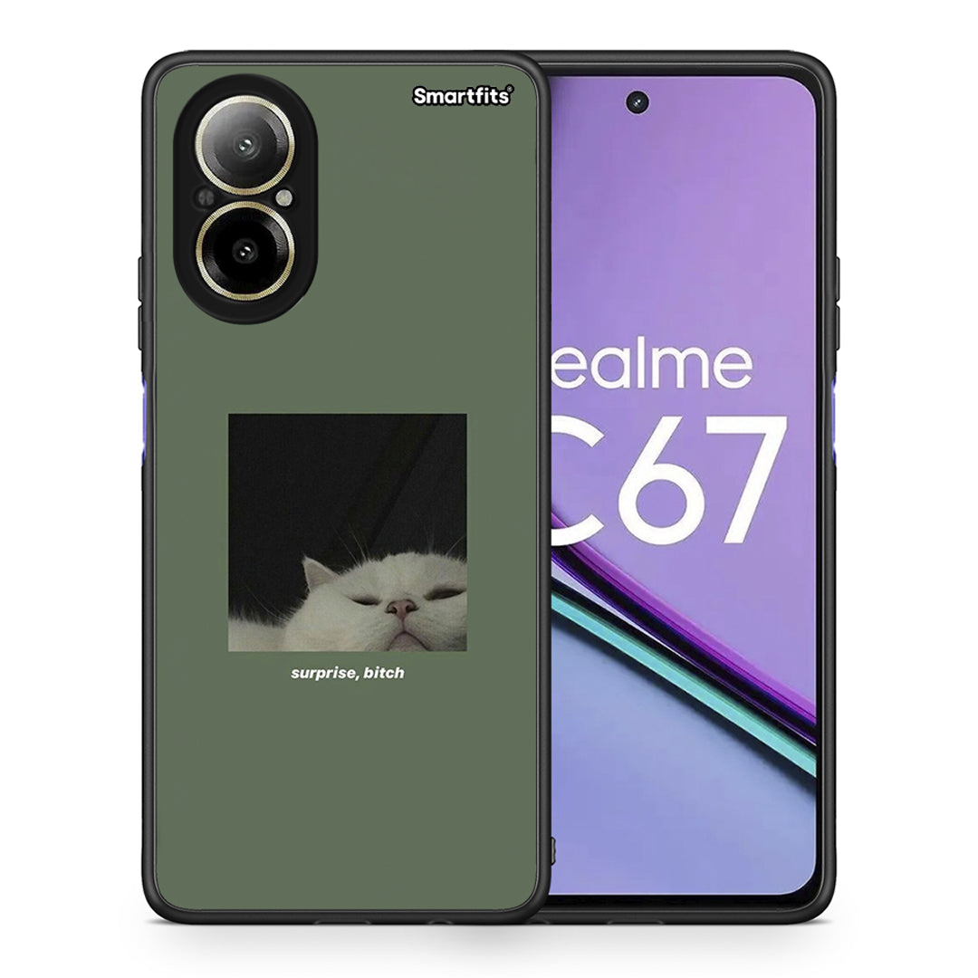 Θήκη Realme C67 4G Bitch Surprise από τη Smartfits με σχέδιο στο πίσω μέρος και μαύρο περίβλημα | Realme C67 4G Bitch Surprise case with colorful back and black bezels