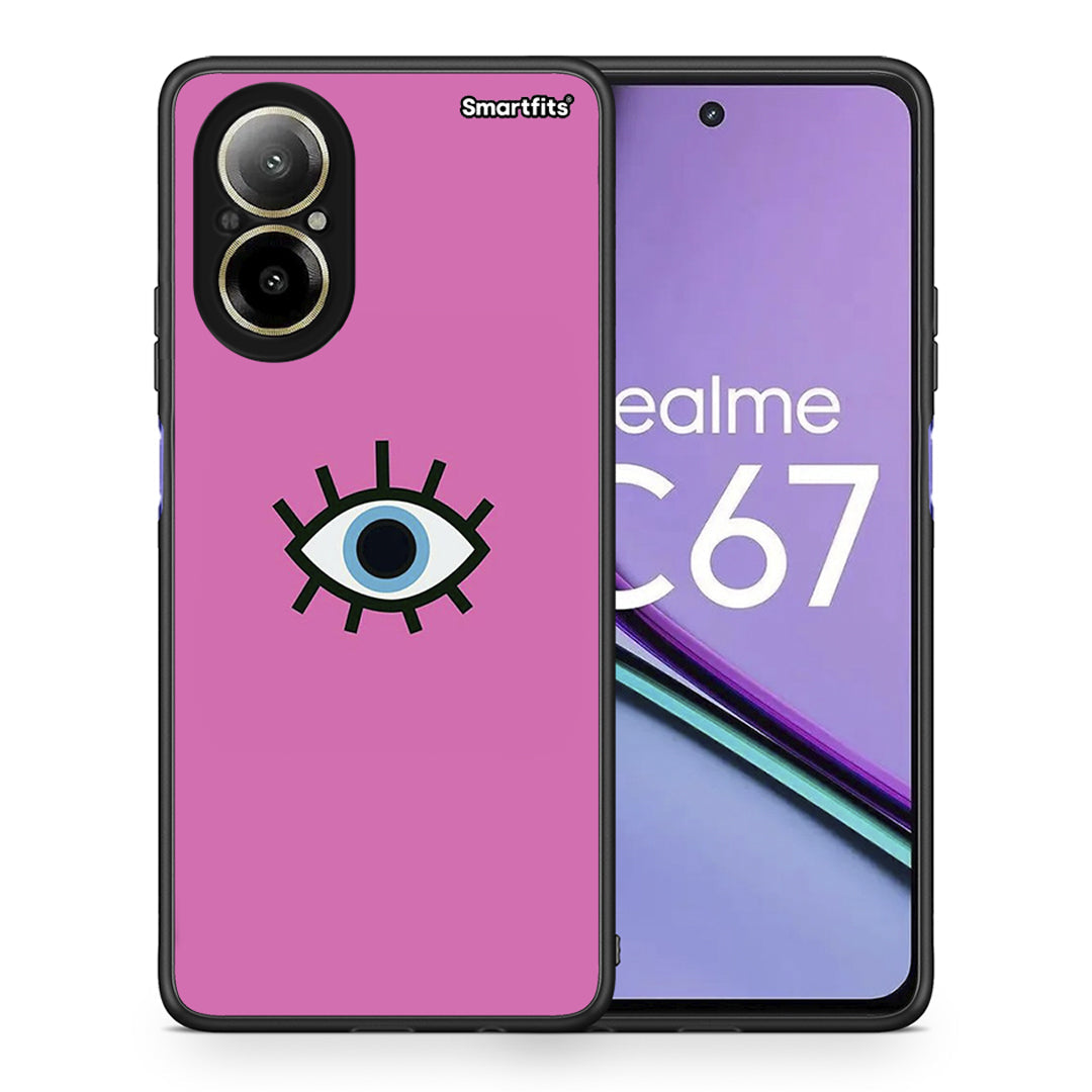 Θήκη Realme C67 4G Blue Eye Pink από τη Smartfits με σχέδιο στο πίσω μέρος και μαύρο περίβλημα | Realme C67 4G Blue Eye Pink case with colorful back and black bezels