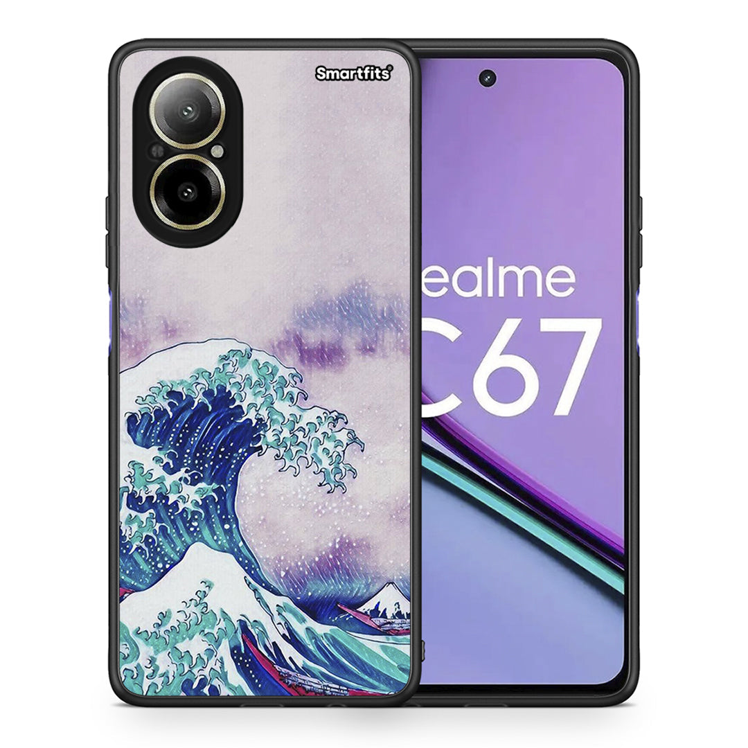 Θήκη Realme C67 4G Blue Waves από τη Smartfits με σχέδιο στο πίσω μέρος και μαύρο περίβλημα | Realme C67 4G Blue Waves case with colorful back and black bezels