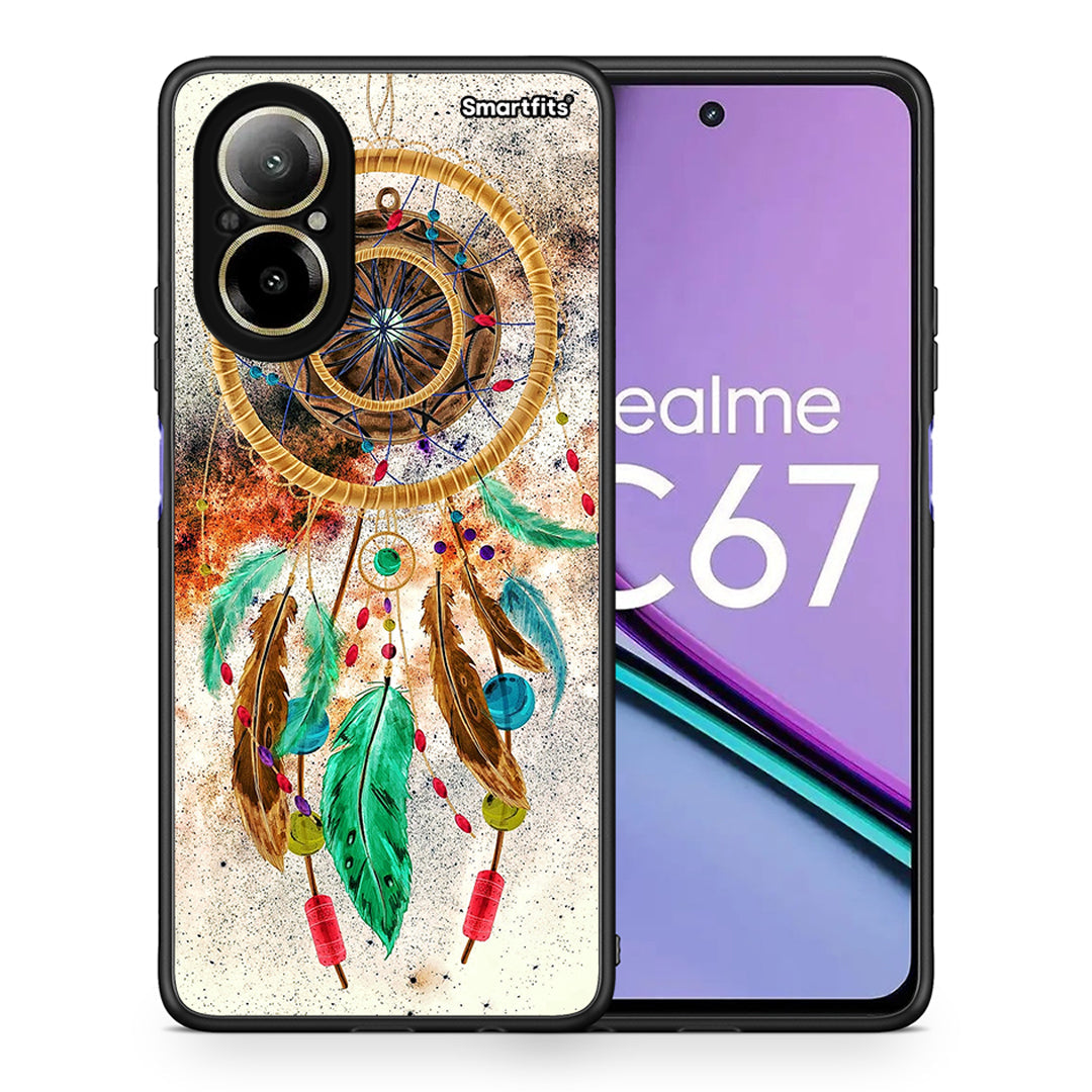 Θήκη Realme C67 4G DreamCatcher Boho από τη Smartfits με σχέδιο στο πίσω μέρος και μαύρο περίβλημα | Realme C67 4G DreamCatcher Boho case with colorful back and black bezels