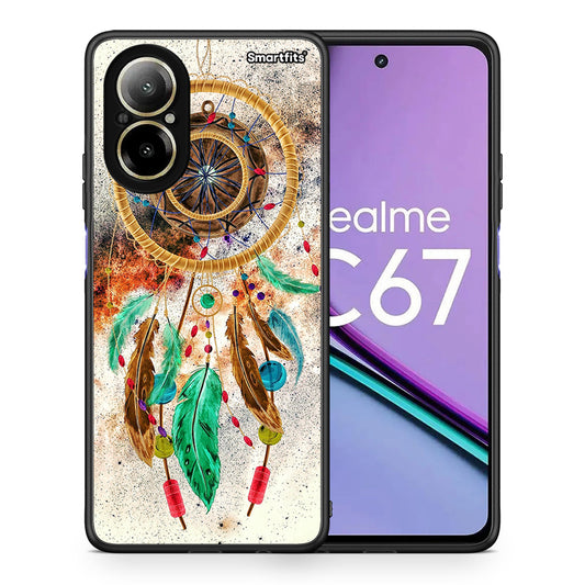 Θήκη Realme C67 4G DreamCatcher Boho από τη Smartfits με σχέδιο στο πίσω μέρος και μαύρο περίβλημα | Realme C67 4G DreamCatcher Boho case with colorful back and black bezels