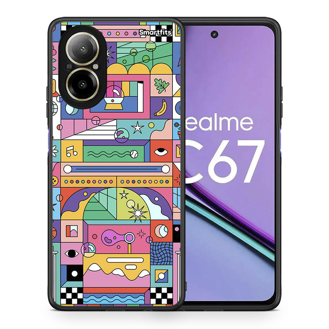 Θήκη Realme C67 4G Bubbles Soap από τη Smartfits με σχέδιο στο πίσω μέρος και μαύρο περίβλημα | Realme C67 4G Bubbles Soap case with colorful back and black bezels