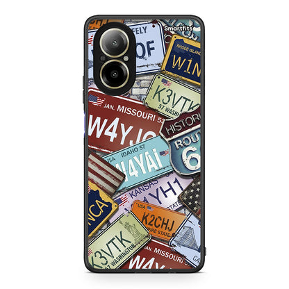 Realme C67 4G Car Plates θήκη από τη Smartfits με σχέδιο στο πίσω μέρος και μαύρο περίβλημα | Smartphone case with colorful back and black bezels by Smartfits