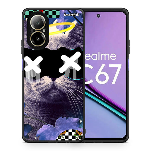Θήκη Realme C67 4G Cat Collage από τη Smartfits με σχέδιο στο πίσω μέρος και μαύρο περίβλημα | Realme C67 4G Cat Collage case with colorful back and black bezels
