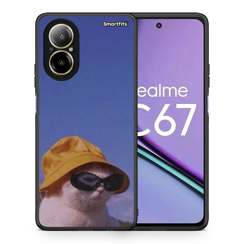 Θήκη Realme C67 4G Cat Diva από τη Smartfits με σχέδιο στο πίσω μέρος και μαύρο περίβλημα | Realme C67 4G Cat Diva case with colorful back and black bezels