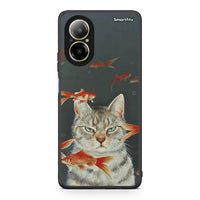 Thumbnail for Realme C67 4G Cat Goldfish θήκη από τη Smartfits με σχέδιο στο πίσω μέρος και μαύρο περίβλημα | Smartphone case with colorful back and black bezels by Smartfits